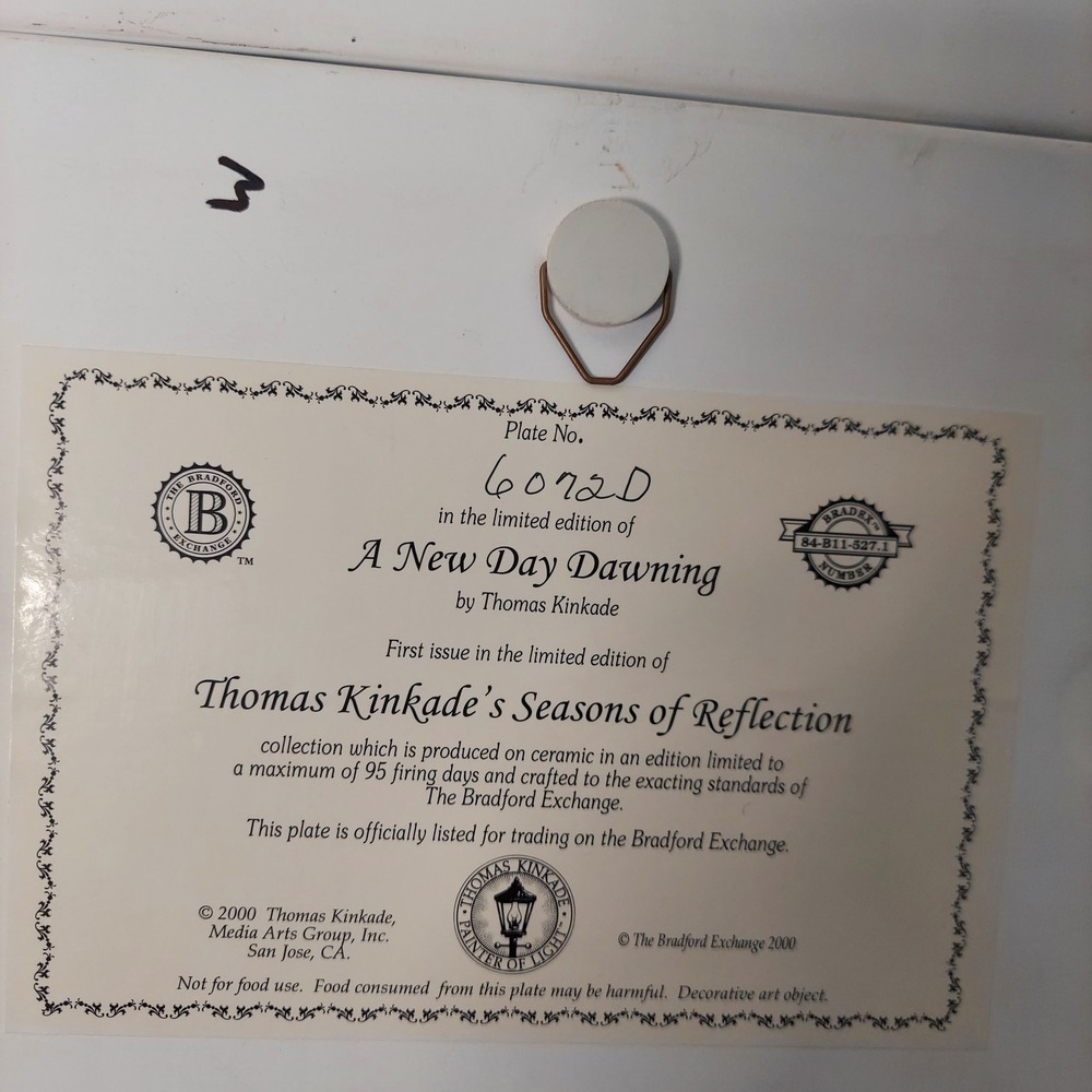 Thomas Kinkade Seasons of Reflection Bradford Exchange Ceramic Plate Set of 4 - Picture 10 of 12